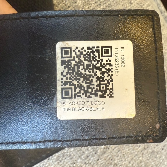 NWT Tory Burch Black Leather Square Stacked T Logo Stretch Belt Size S/M $295 - Picture 2 of 6